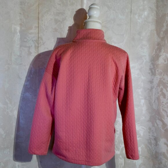 T by Talbots Sz M (8-10) Quilted Jacquard Zip Mock Neck Pullover Sweater - Picture 2 of 5
